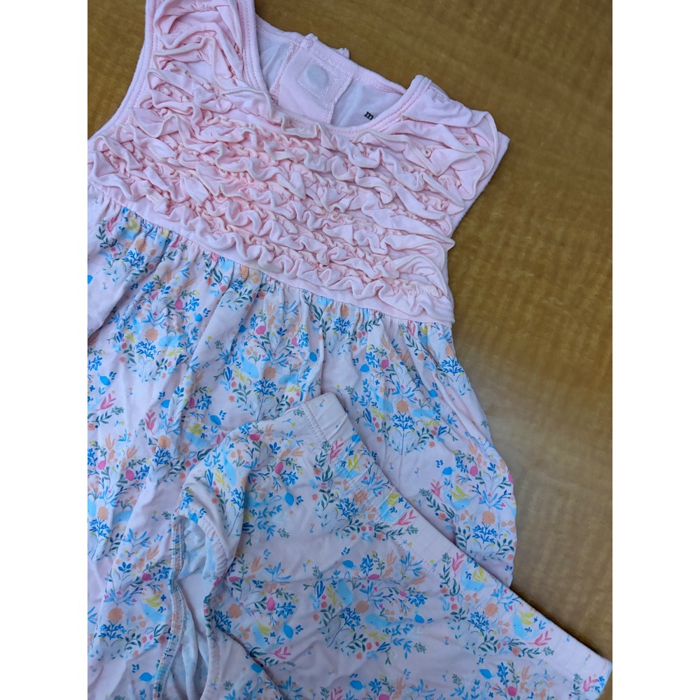 Magnetic Me Pink Floral Ruffle Dress Set 9-12 Months Modal Spandex